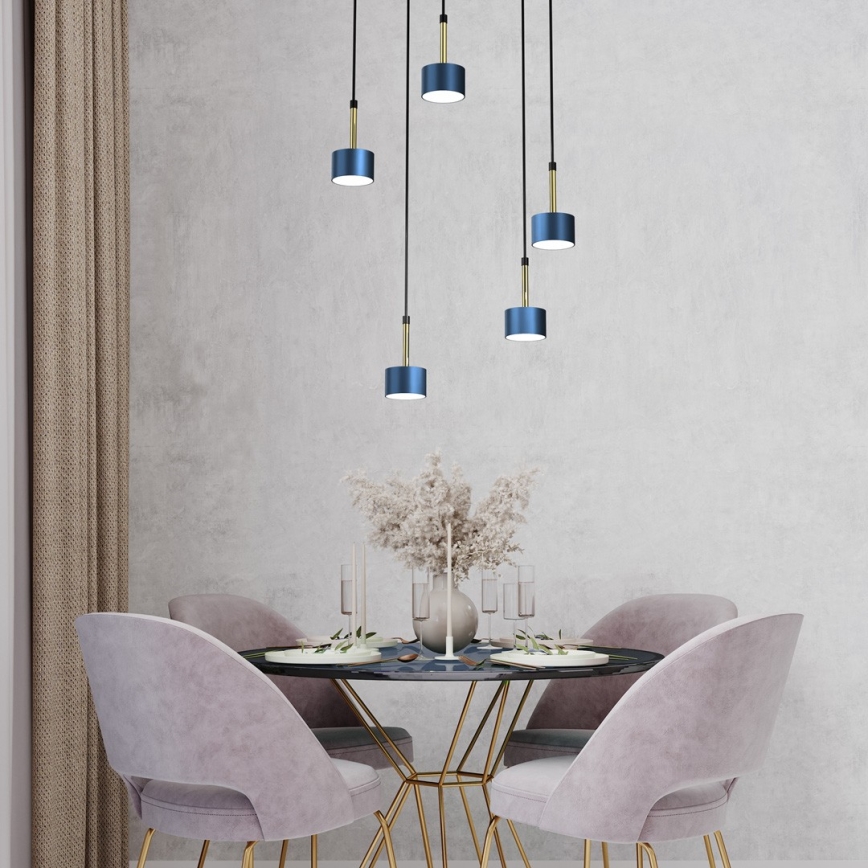 Chandelier on a string ARENA 5xGX53/11W/230V blue/golden