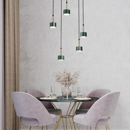 Chandelier on a string ARENA 5xGX53/11W/230V green/gold