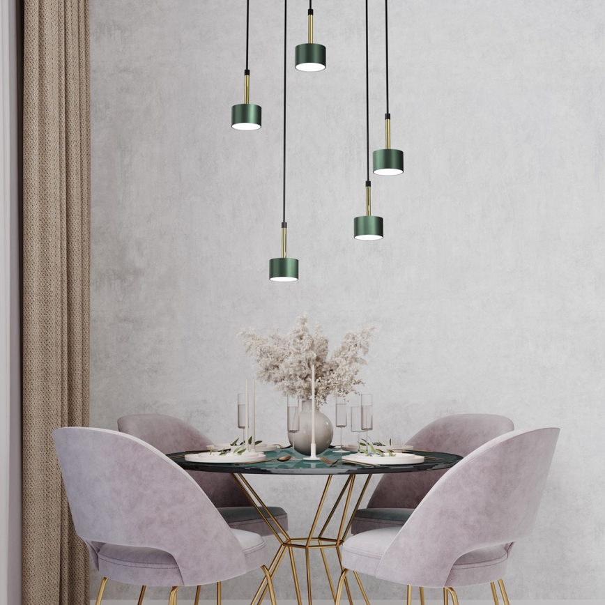 Chandelier on a string ARENA 5xGX53/11W/230V green/gold