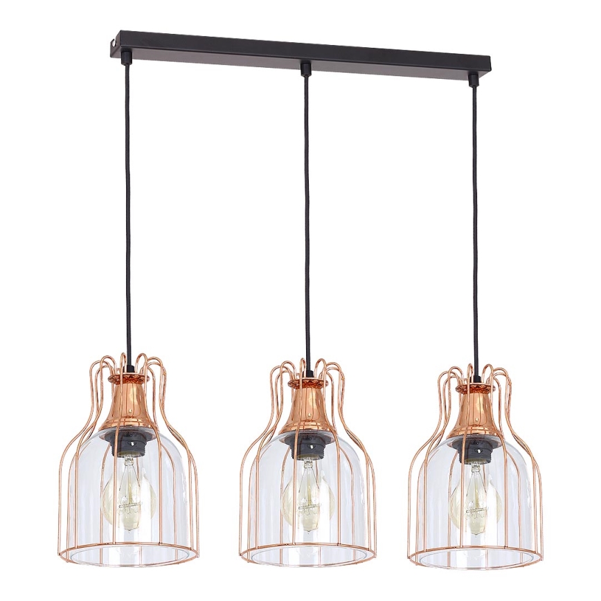 Chandelier on a string ARIA 3xE27/60W/230V copper