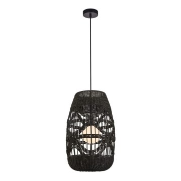 Chandelier on a string ARONA 1xG9/9W/230V d. 25 cm rattan/black
