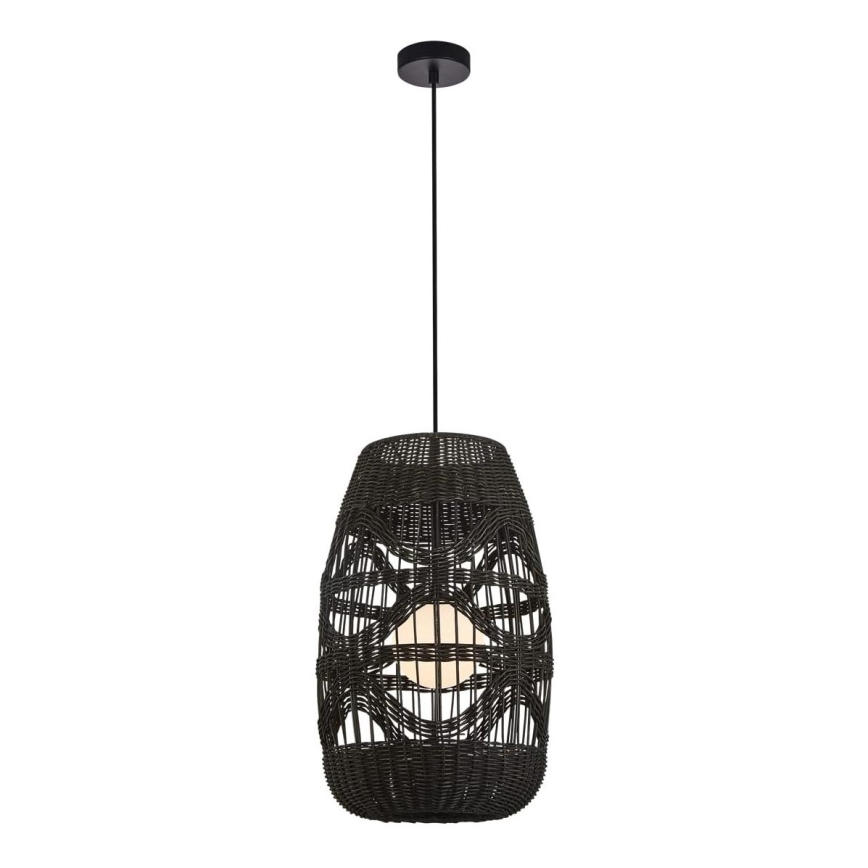 Chandelier on a string ARONA 1xG9/9W/230V d. 25 cm rattan/black