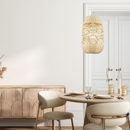 Chandelier on a string ARONA 1xG9/9W/230V d. 40 cm rattan/beige