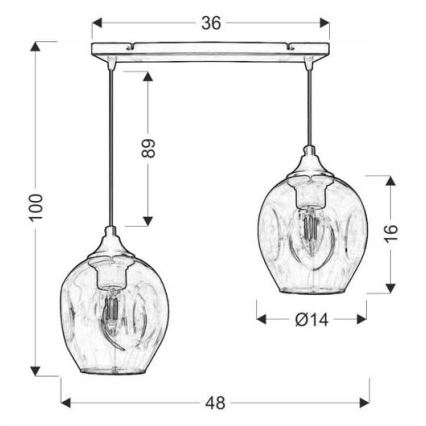 Chandelier on a string ASPA 2xE27/40W/230V black
