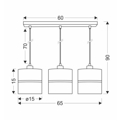 Chandelier on a string ASSAM 3xE27/60W/230V black