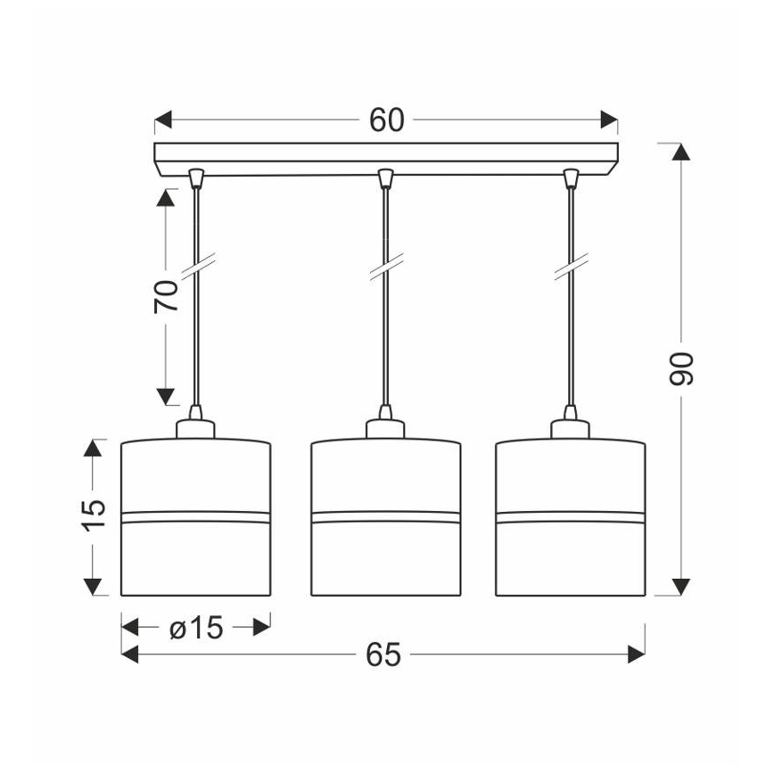 Chandelier on a string ASSAM 3xE27/60W/230V black