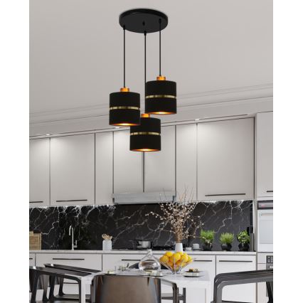 Chandelier on a string ASSAM 3xE27/60W/230V black