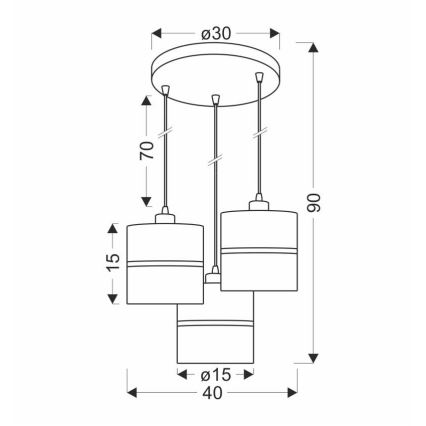 Chandelier on a string ASSAM 3xE27/60W/230V black