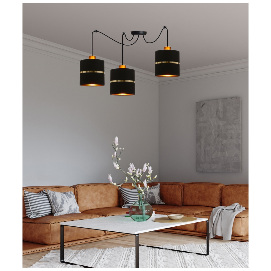 Chandelier on a string ASSAM 3xE27/60W/230V black