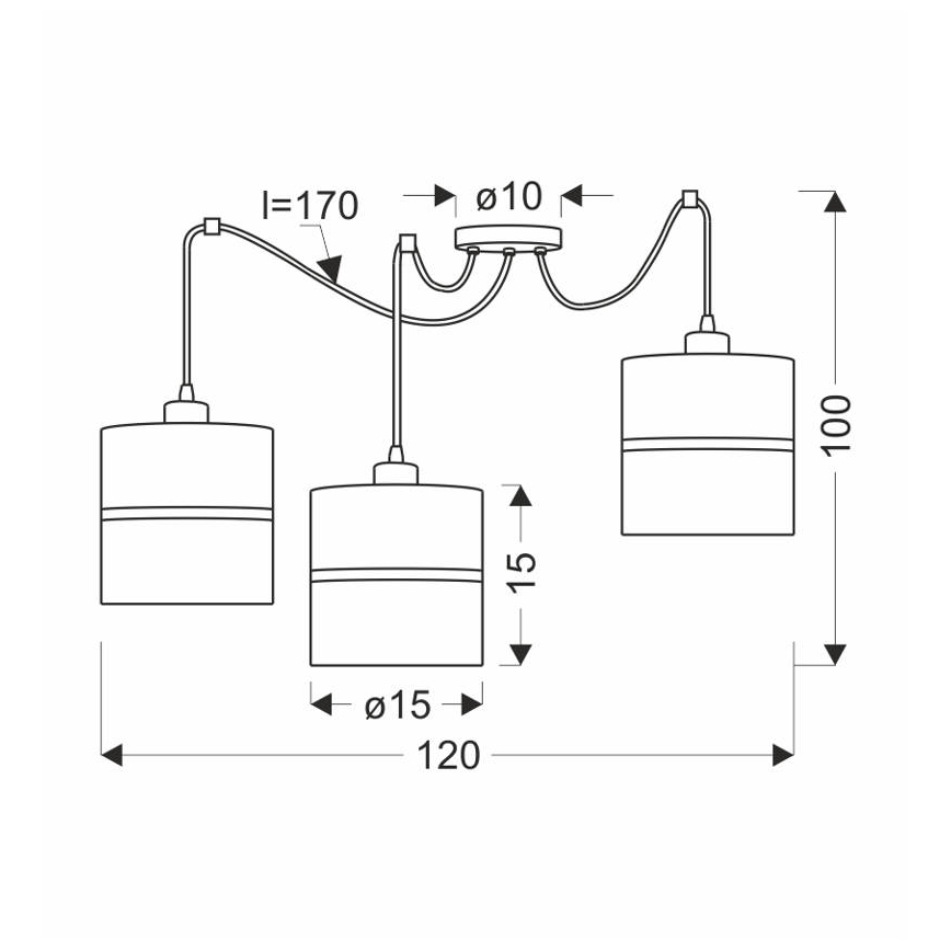 Chandelier on a string ASSAM 3xE27/60W/230V black