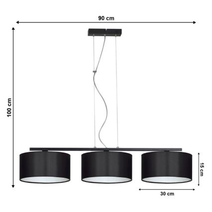 Chandelier on a string ASTRA 3xE27/60W/230V black
