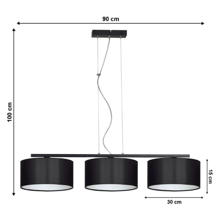 Chandelier on a string ASTRA 3xE27/60W/230V black