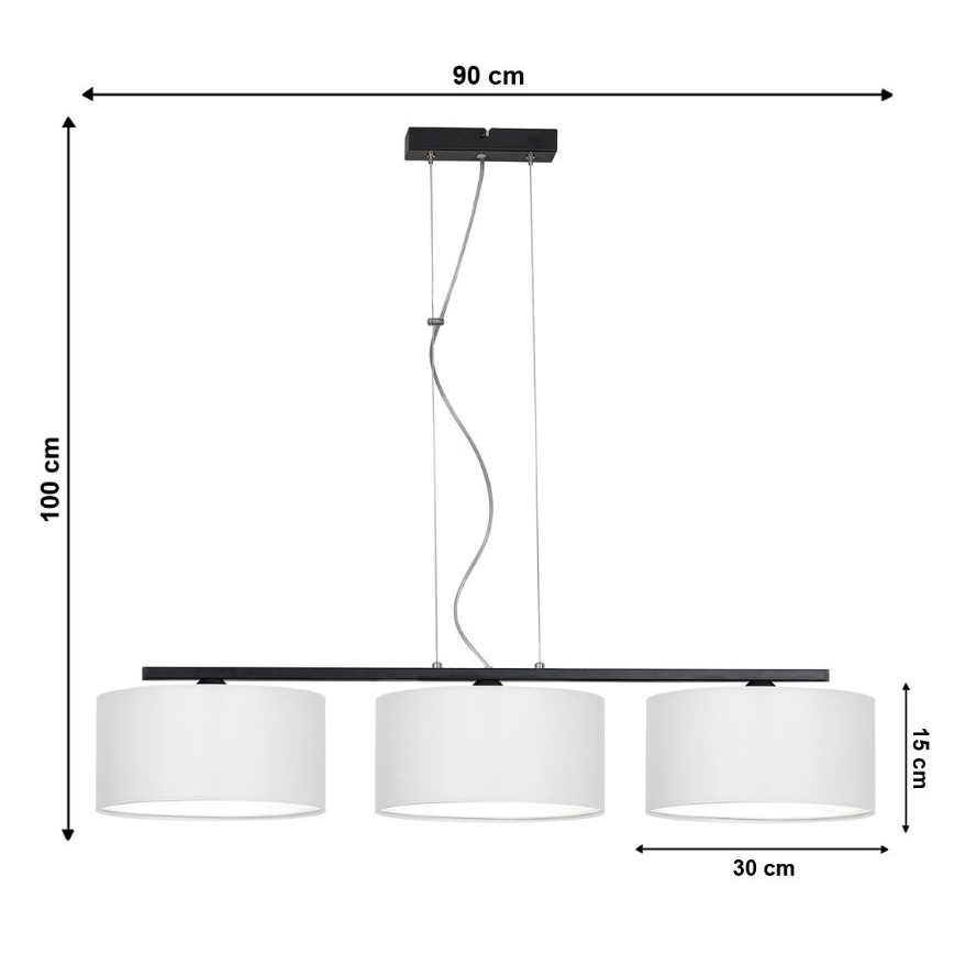 Chandelier on a string ASTRA 3xE27/60W/230V white