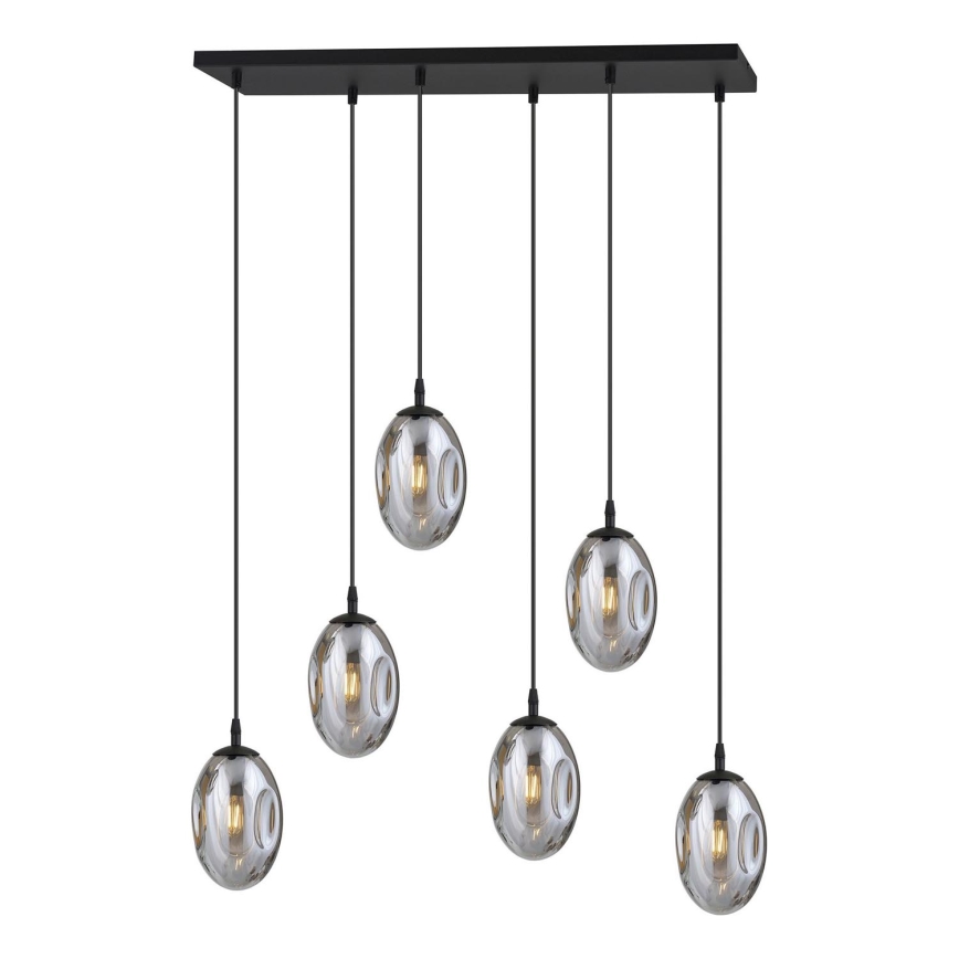 Chandelier on a string ASTRAL 6xE14/10W/230V black/smoky