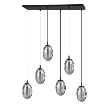 Chandelier on a string ASTRAL 6xE14/10W/230V black/smoky