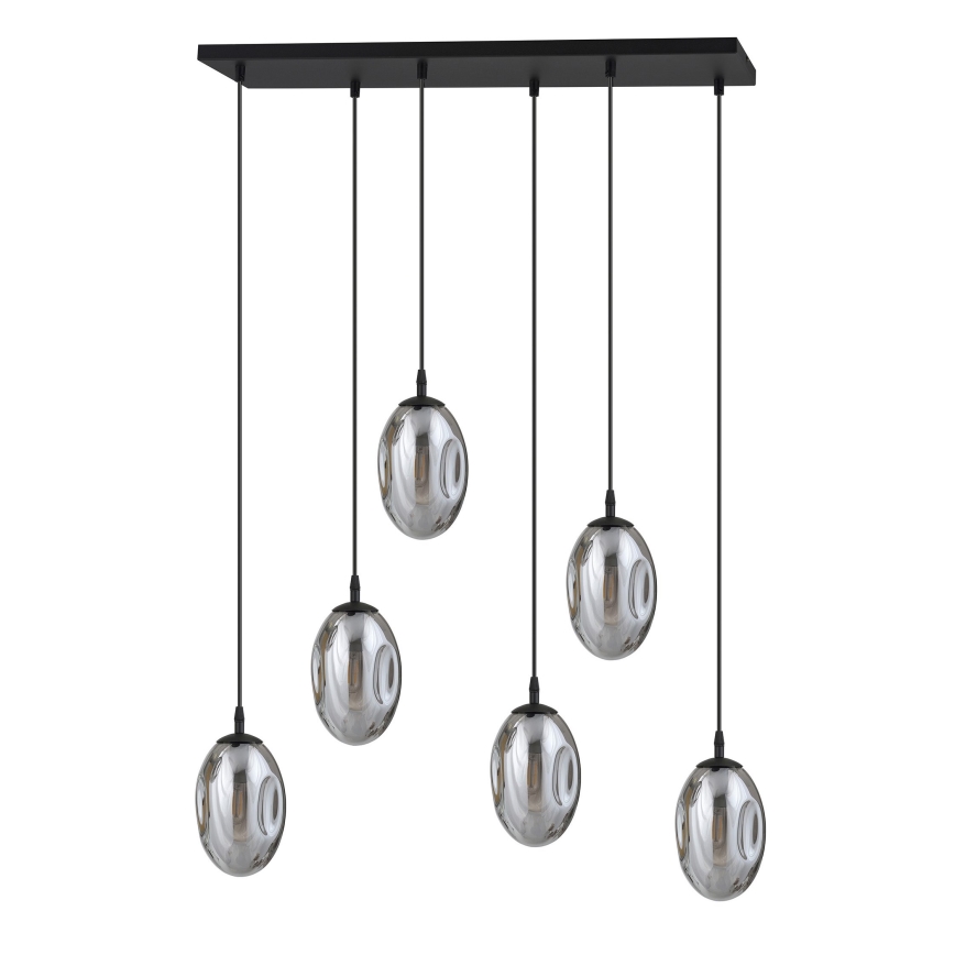 Chandelier on a string ASTRAL 6xE14/10W/230V black/smoky