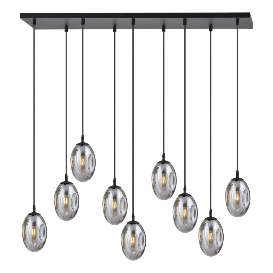 Chandelier on a string ASTRAL 9xE14/10W/230V black/smoky