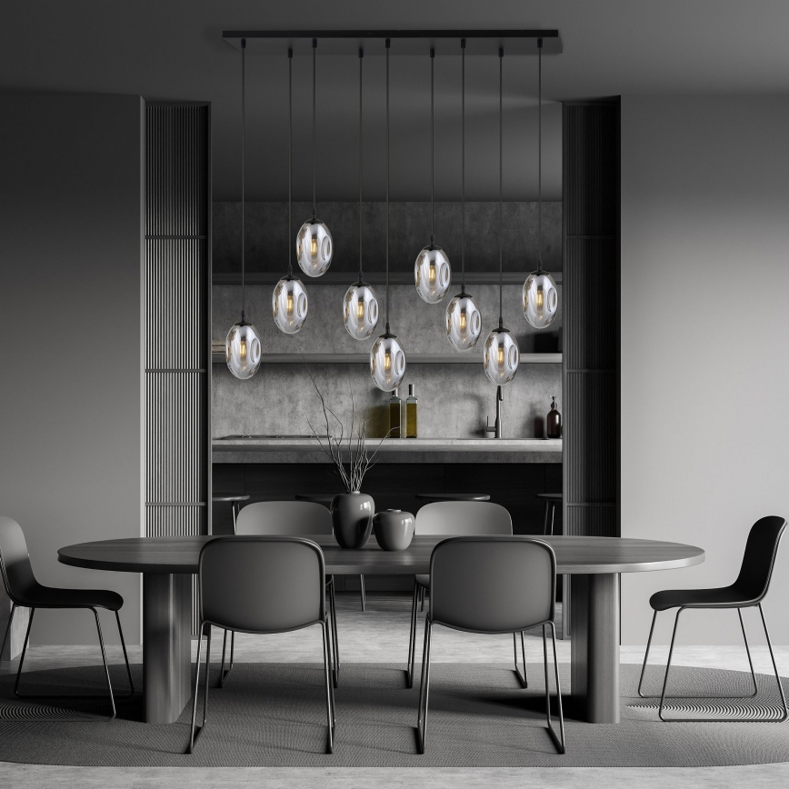 Chandelier on a string ASTRAL 9xE14/10W/230V black/smoky