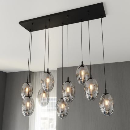 Chandelier on a string ASTRAL 9xE14/10W/230V black/smoky