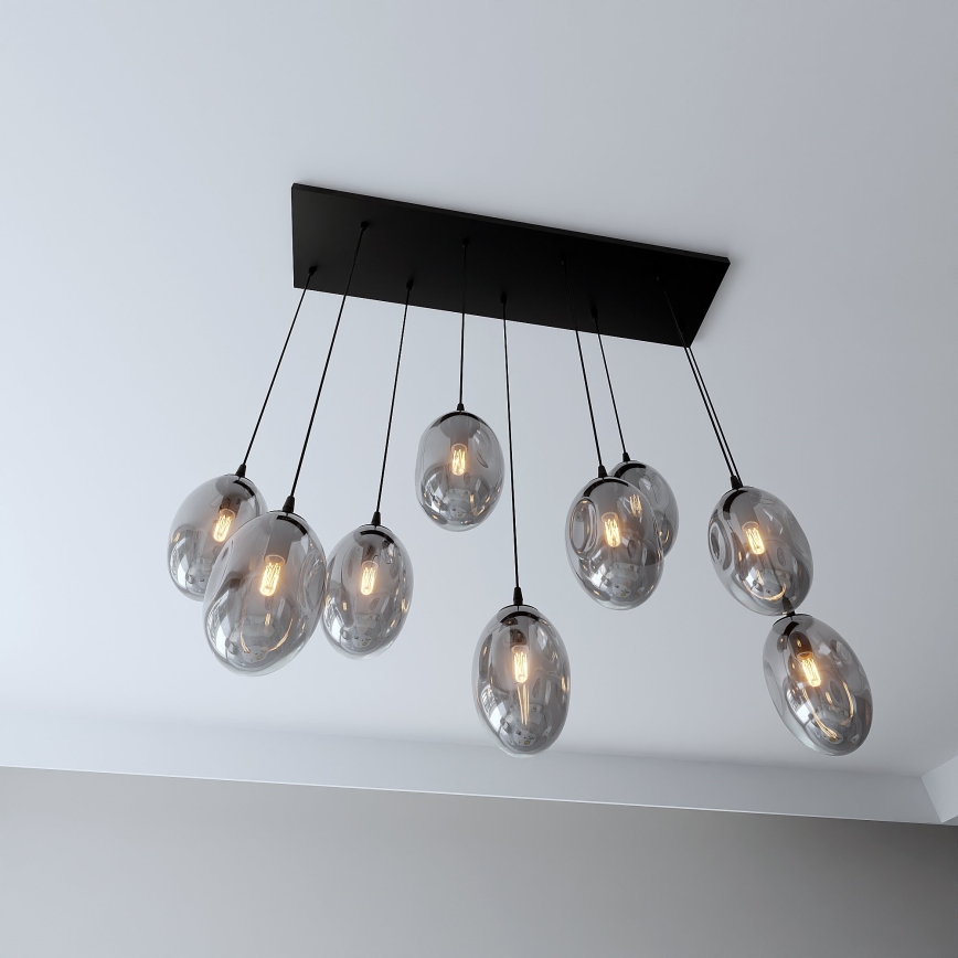 Chandelier on a string ASTRAL 9xE14/10W/230V black/smoky