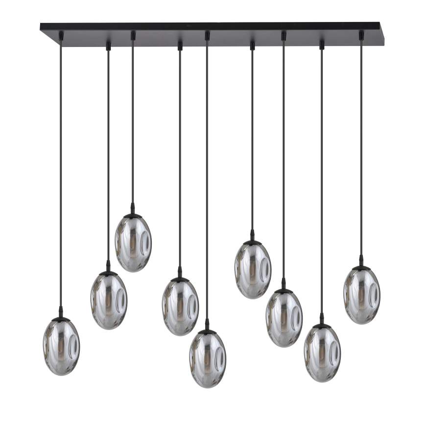 Chandelier on a string ASTRAL 9xE14/10W/230V black/smoky