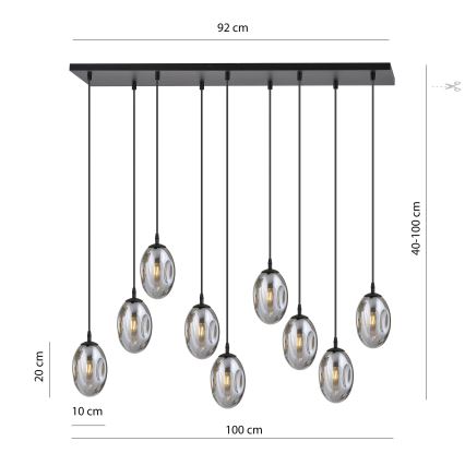 Chandelier on a string ASTRAL 9xE14/10W/230V black/smoky