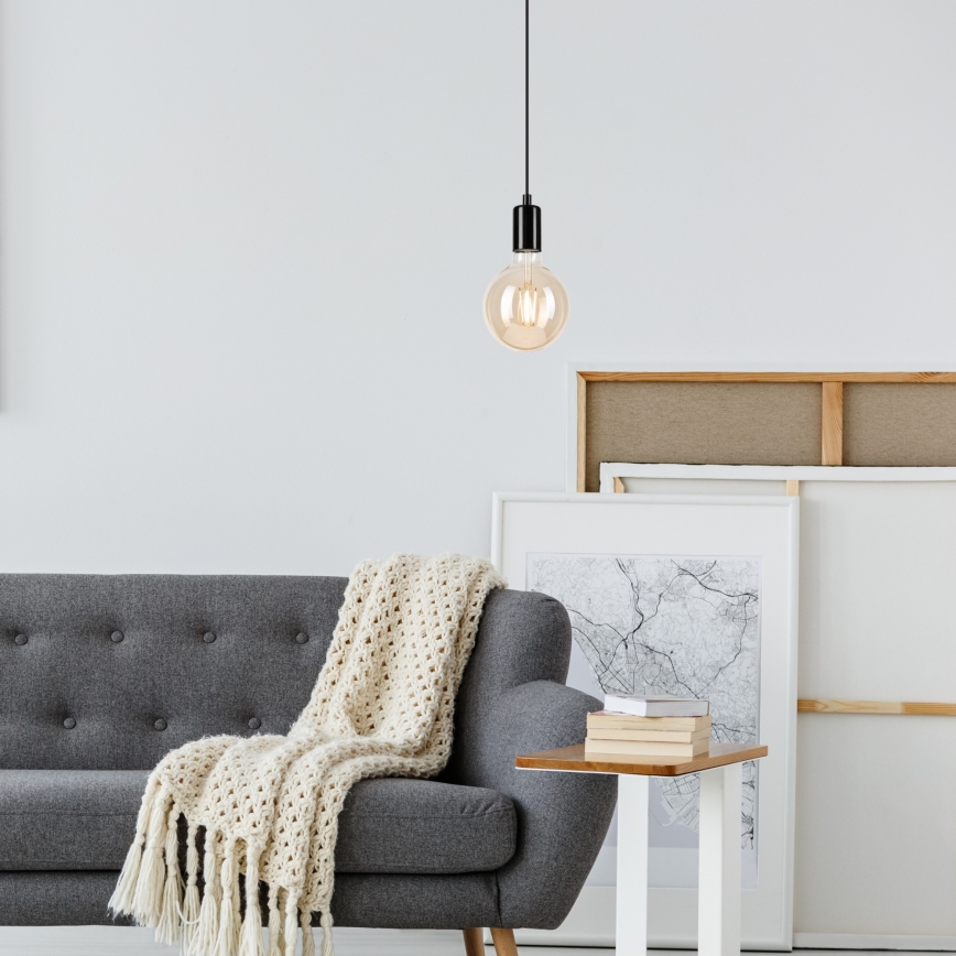 Chandelier on a string ASTRID 1xE27/60W/230V shiny black