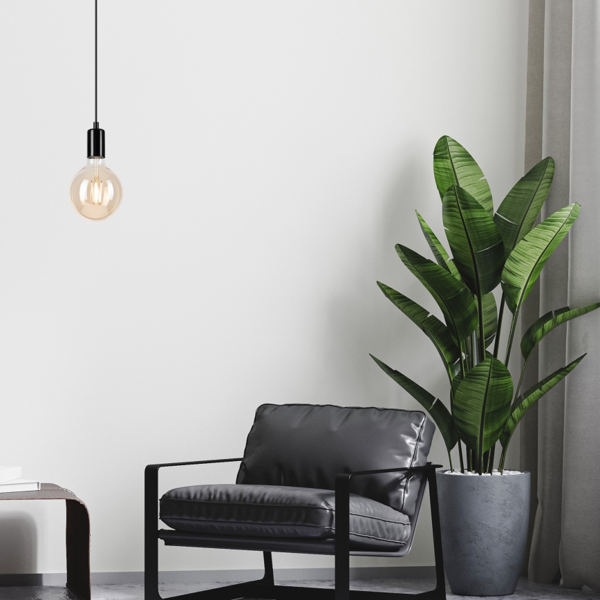 Chandelier on a string ASTRID 1xE27/60W/230V shiny black