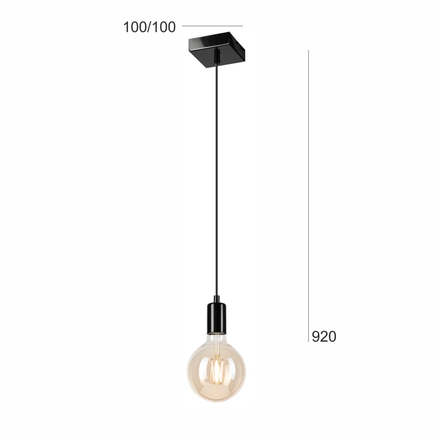 Chandelier on a string ASTRID 1xE27/60W/230V shiny black