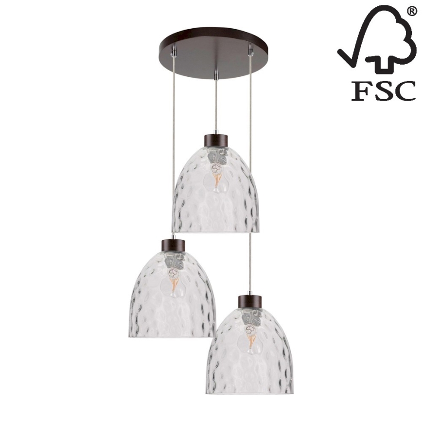 Chandelier on a string AURA 3xE27/60W/230V beech - FSC certified