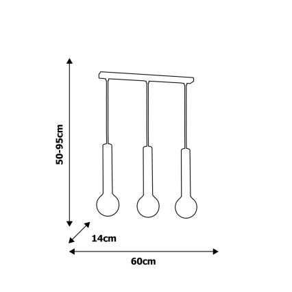 Chandelier on a string AURIS 3xE14/40W/230V