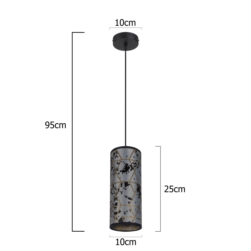 Chandelier on a string AVALO 1xE27/60W/230V grey/black