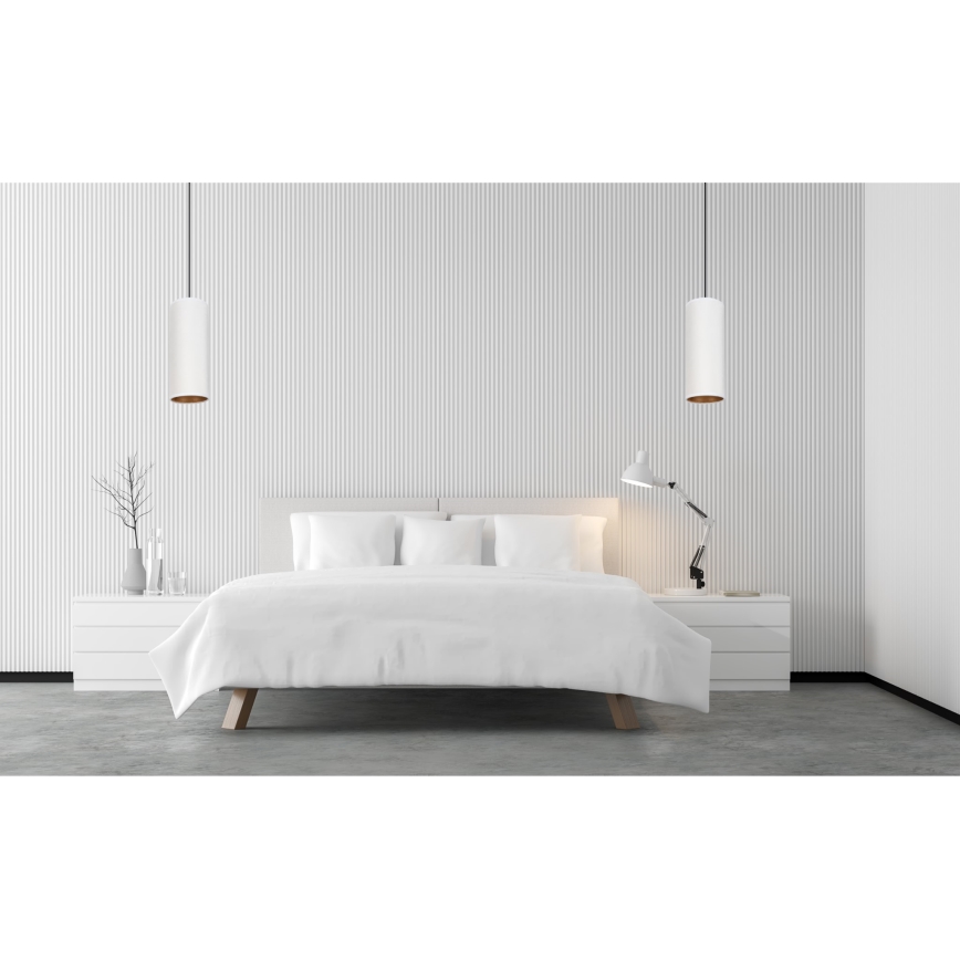 Chandelier on a string AVALO 1xE27/60W/230V white/copper