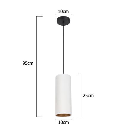 Chandelier on a string AVALO 1xE27/60W/230V white/copper