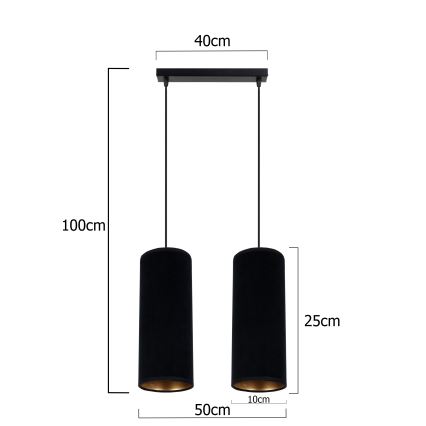 Chandelier on a string AVALO 2xE27/60W/230V black
