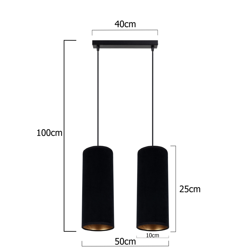 Chandelier on a string AVALO 2xE27/60W/230V black