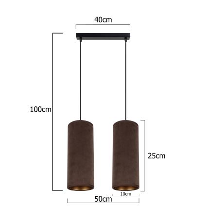 Chandelier on a string AVALO 2xE27/60W/230V brown/copper