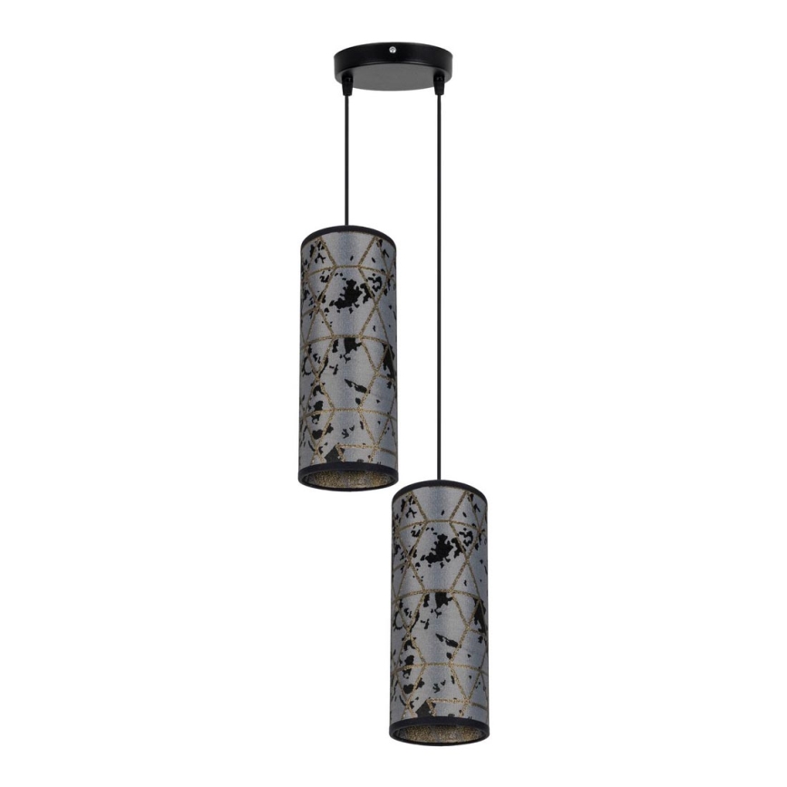 Chandelier on a string AVALO 2xE27/60W/230V d. 20 cm grey/black