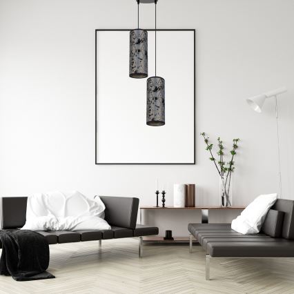 Chandelier on a string AVALO 2xE27/60W/230V d. 20 cm grey/black