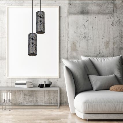Chandelier on a string AVALO 2xE27/60W/230V d. 20 cm grey/black