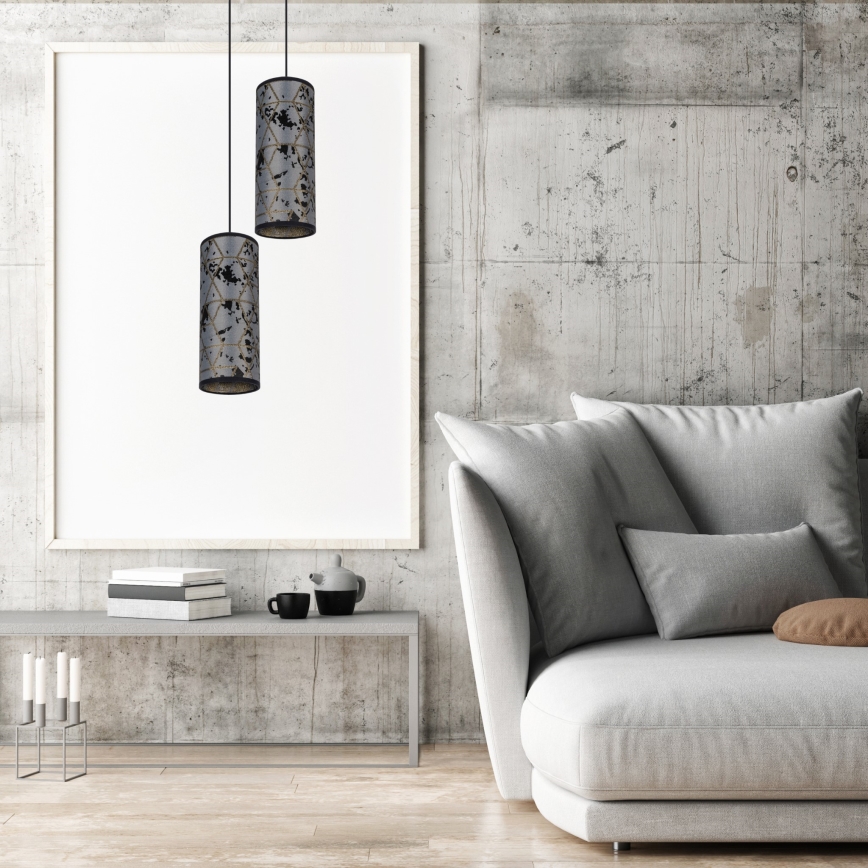 Chandelier on a string AVALO 2xE27/60W/230V d. 20 cm grey/black