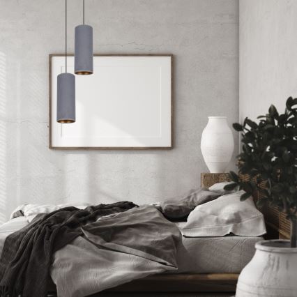 Chandelier on a string AVALO 2xE27/60W/230V d. 20 cm grey