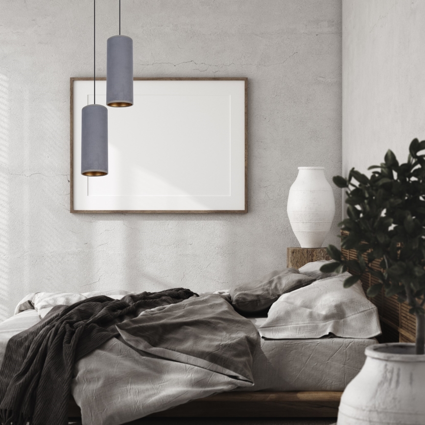 Chandelier on a string AVALO 2xE27/60W/230V d. 20 cm grey
