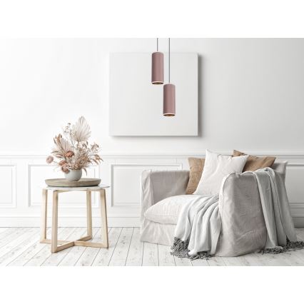 Chandelier on a string AVALO 2xE27/60W/230V d. 20 cm pink/copper