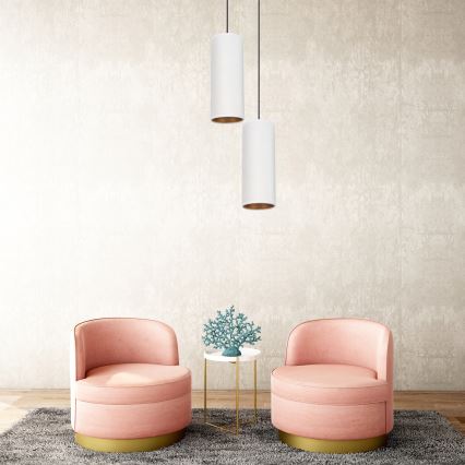 Chandelier on a string AVALO 2xE27/60W/230V d. 20 cm white/copper