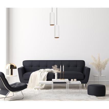 Chandelier on a string AVALO 2xE27/60W/230V d. 20 cm white/copper