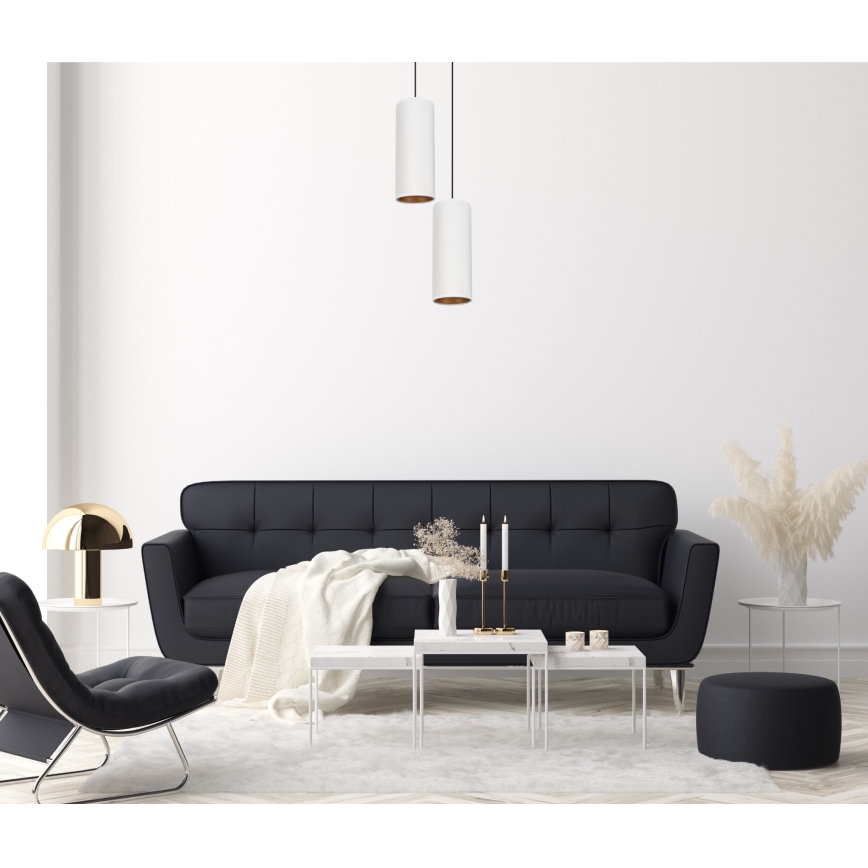 Chandelier on a string AVALO 2xE27/60W/230V d. 20 cm white/copper