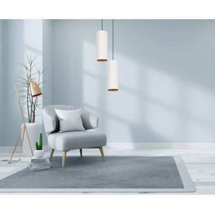 Chandelier on a string AVALO 2xE27/60W/230V d. 20 cm white/copper
