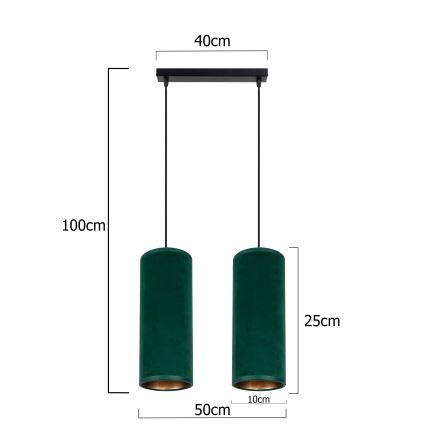 Chandelier on a string AVALO 2xE27/60W/230V green/copper