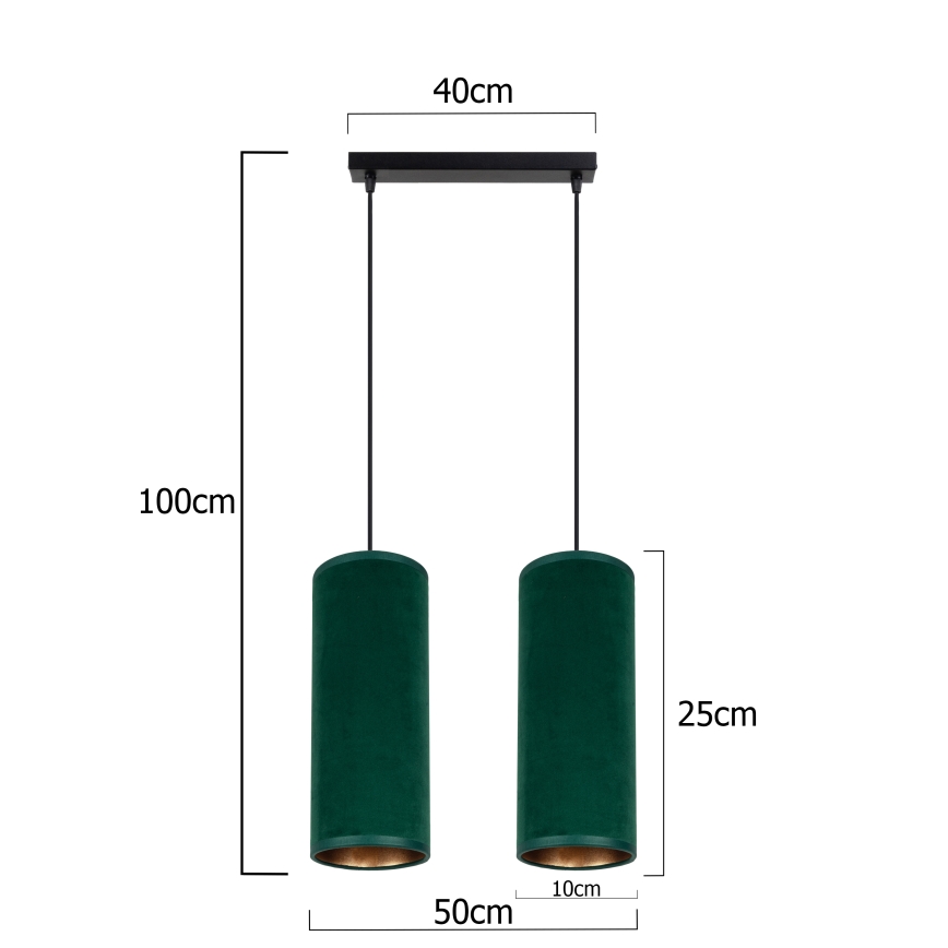 Chandelier on a string AVALO 2xE27/60W/230V green/copper